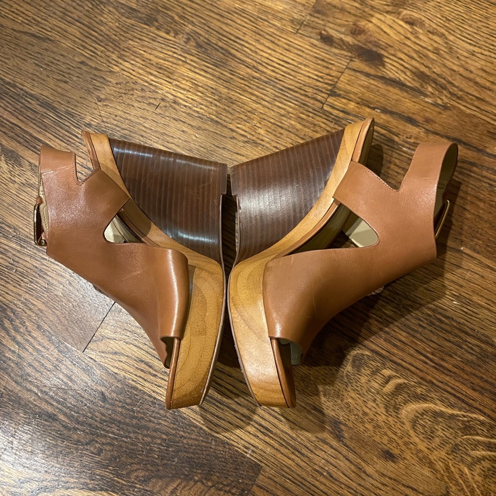 Michael Kors size 7.5 tan Leather Wedges.